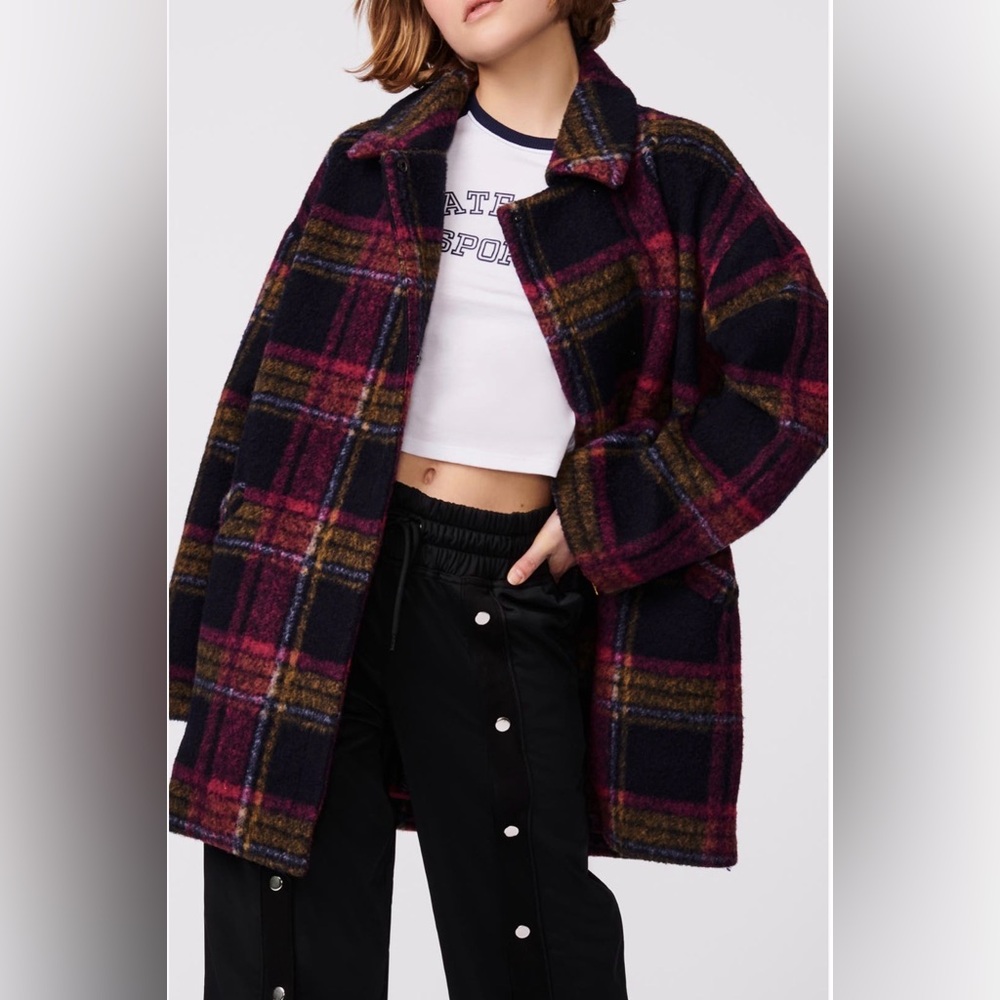 Bernardo Plaid Notch Lapel Coat  - like new!